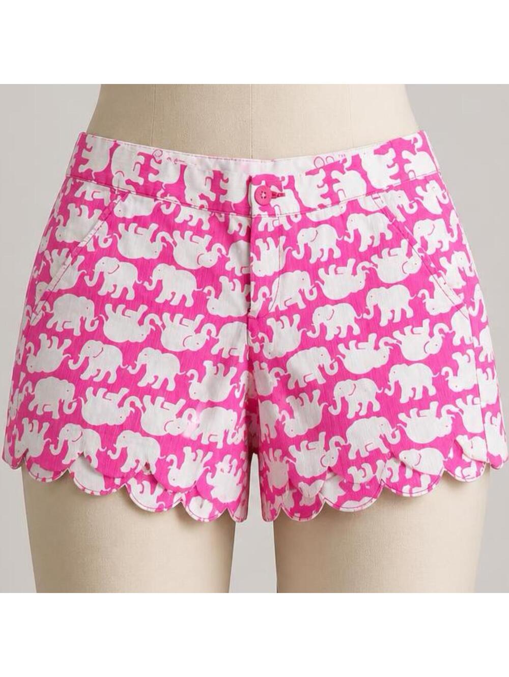 Lilly Pulitzer The Buttercup Pink Elephant Print Shorts Size 00 Tusk In Sun